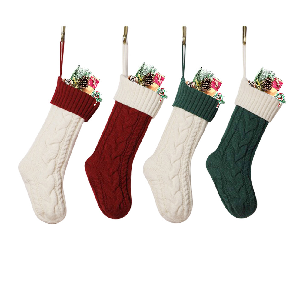 Große, klassische, personalisierte Weihnachtsstrümpfe für Familienfeiern, gestrickt, zum Aufhängen, Dekoration 1