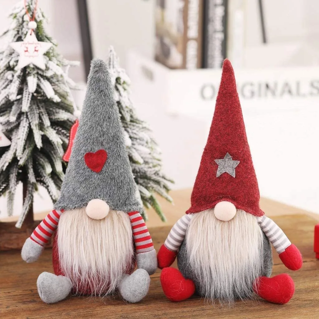 Gnomo Tomte sueco de peluche hecho a mano, adorable gnomo de Papá Noel, muñeco elfo, gnomos, decoraciones navideñas 1