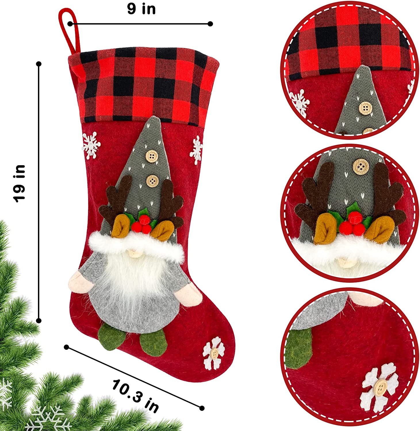 Medias navideñas grandes con temática de Papá Noel, muñeco de nieve y reno para decoración de fiestas familiares 2