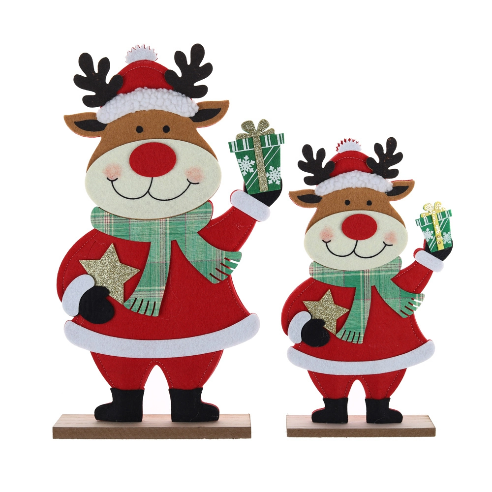 Decoración de mesa de pie con reno navideño para interiores, decoración rústica de escritorio con ciervos 1