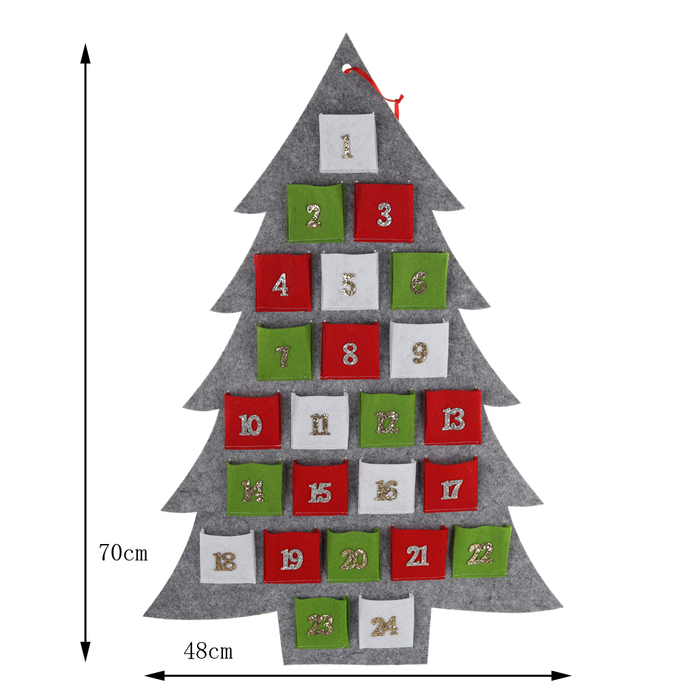 Calendario de adviento navideño de fieltro OEM con forma de árbol de Navidad para colgar en la pared - Tangchen 3