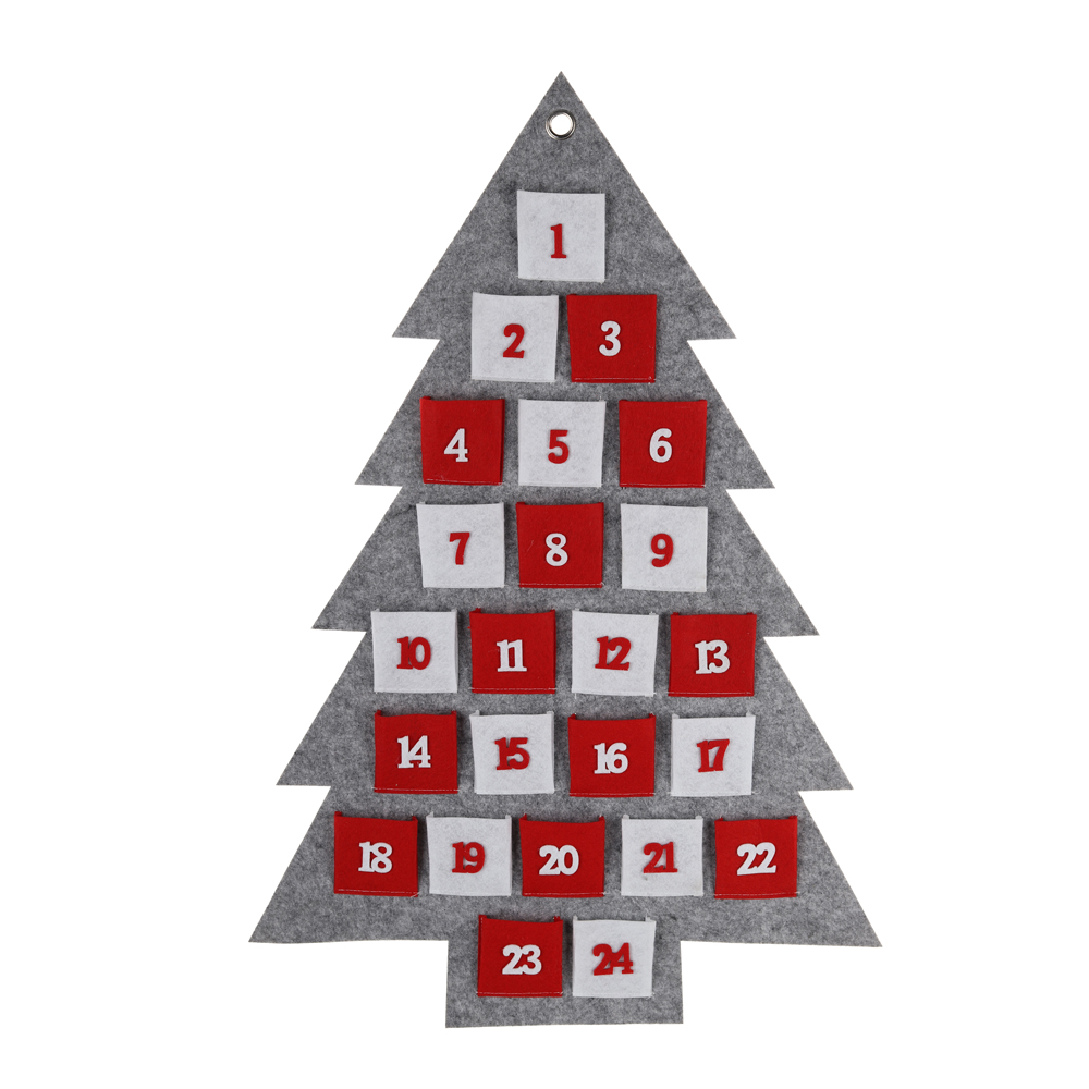 Calendario de adviento navideño de fieltro OEM con forma de árbol de Navidad para colgar en la pared - Tangchen 2
