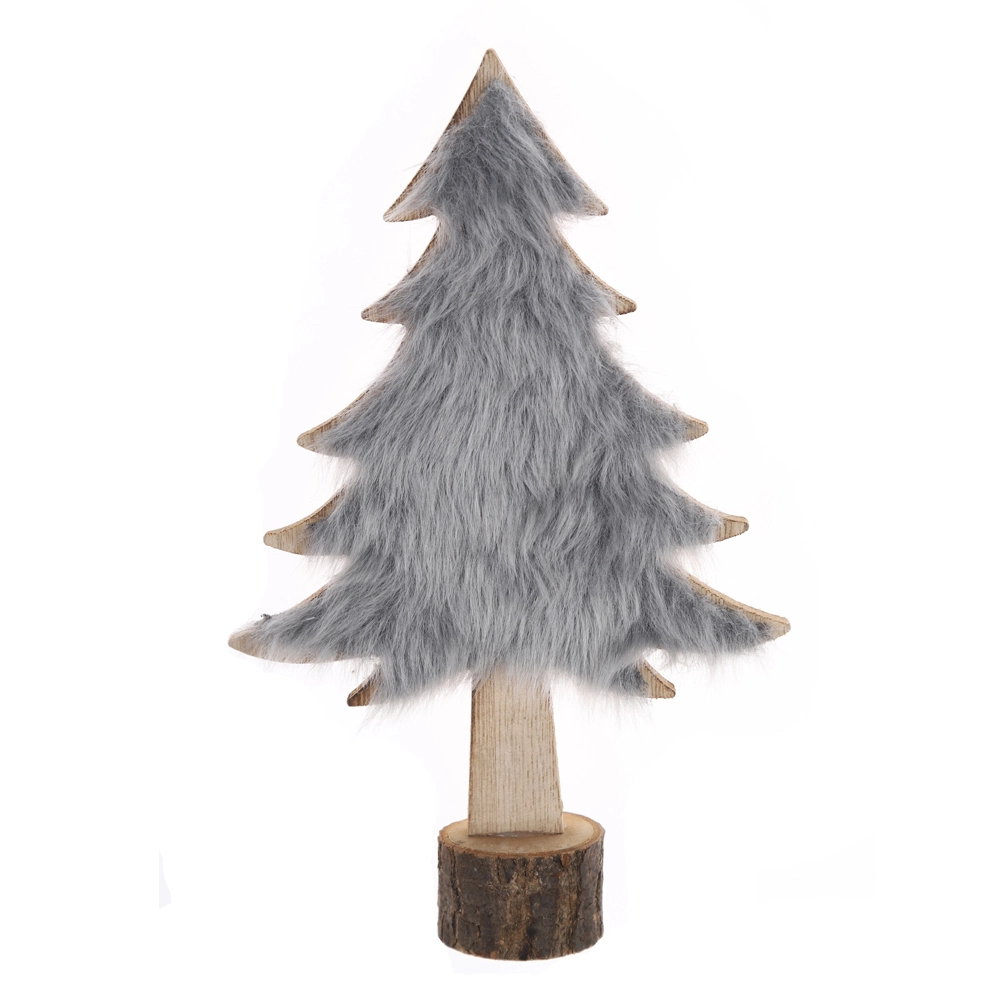 Custom Tabletop Christmas wood tree with fur Factory From China 1