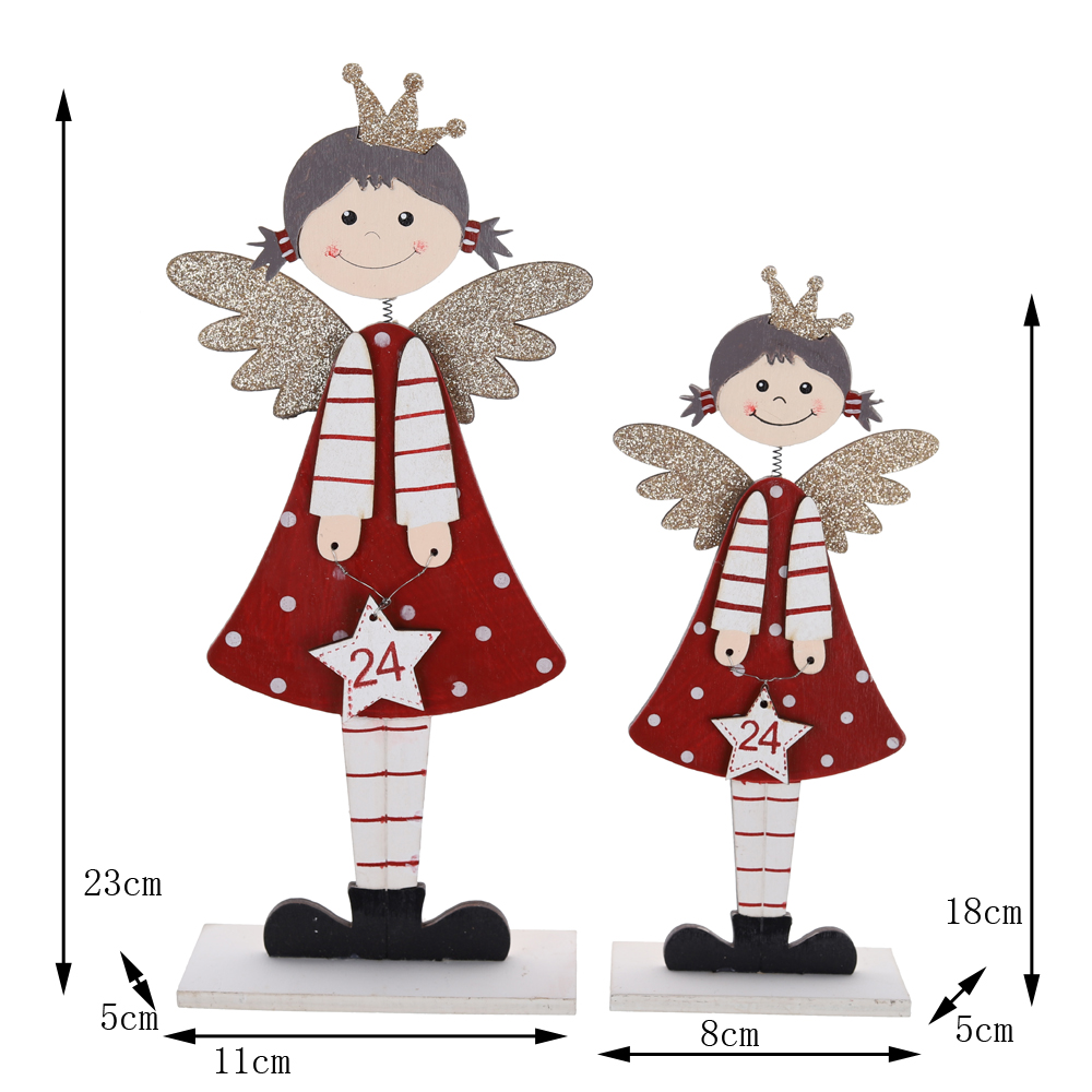 Fábrica de decoraciones de mesa de madera de ángel navideño de alta calidad 2