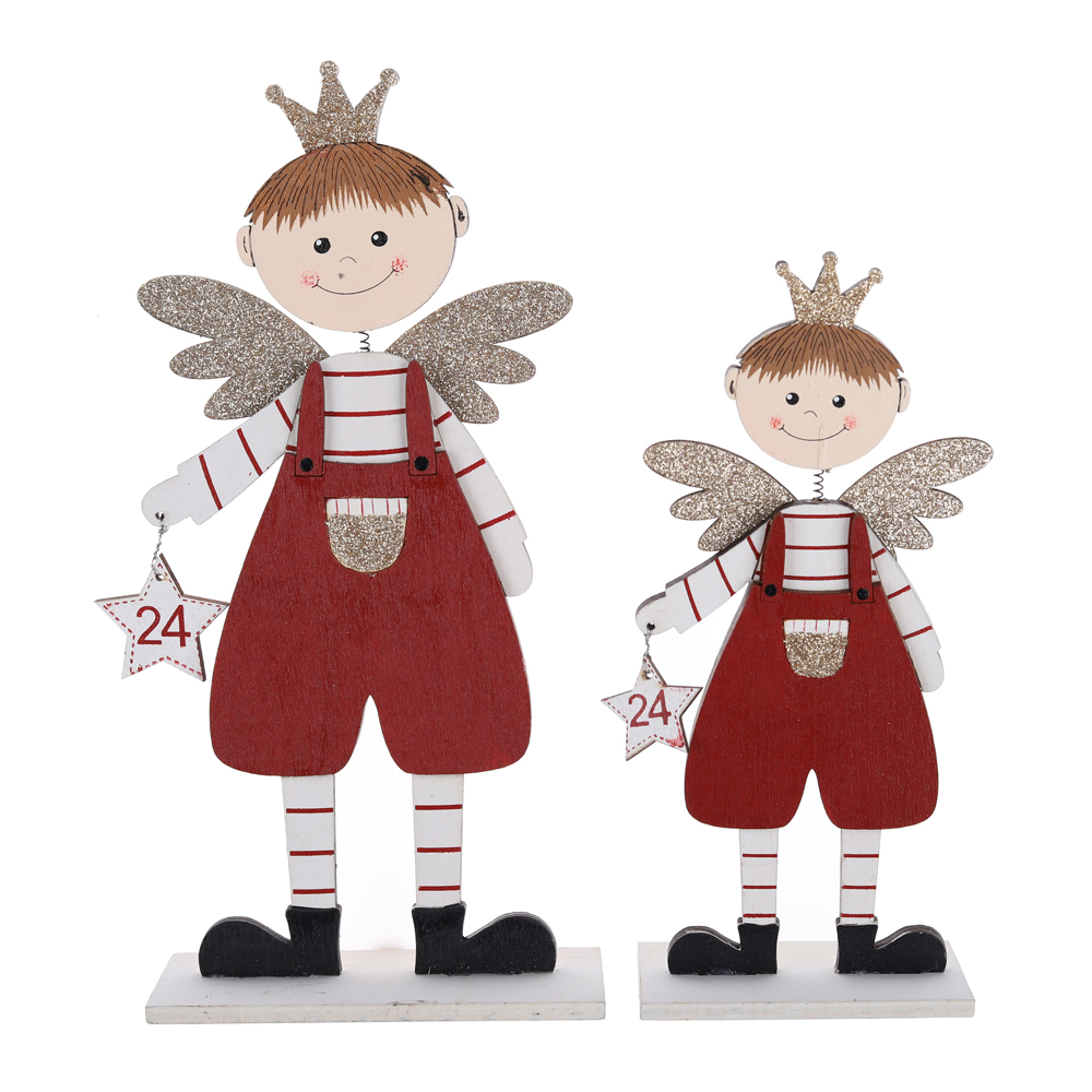 Fábrica de decoraciones de mesa de madera de ángel navideño de alta calidad 1