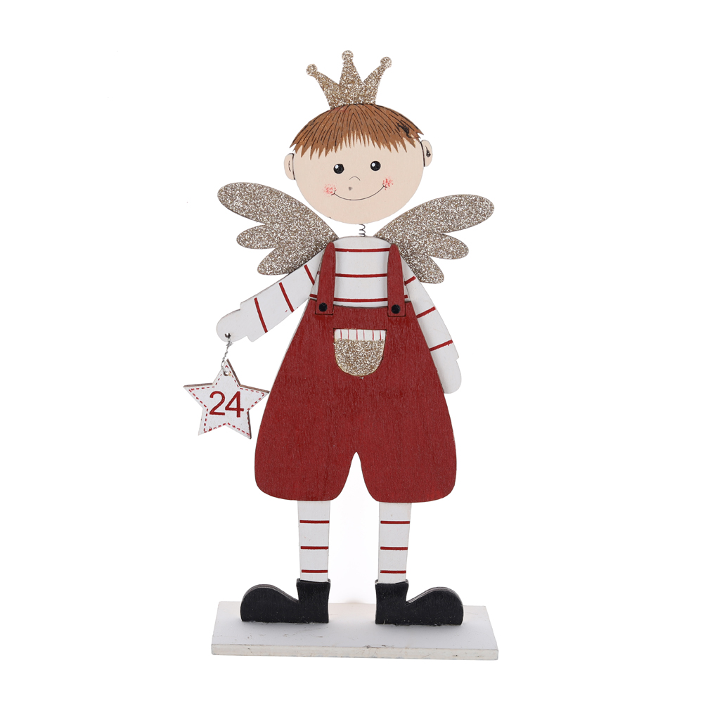 Fábrica de decoraciones de mesa de madera de ángel navideño de alta calidad 5
