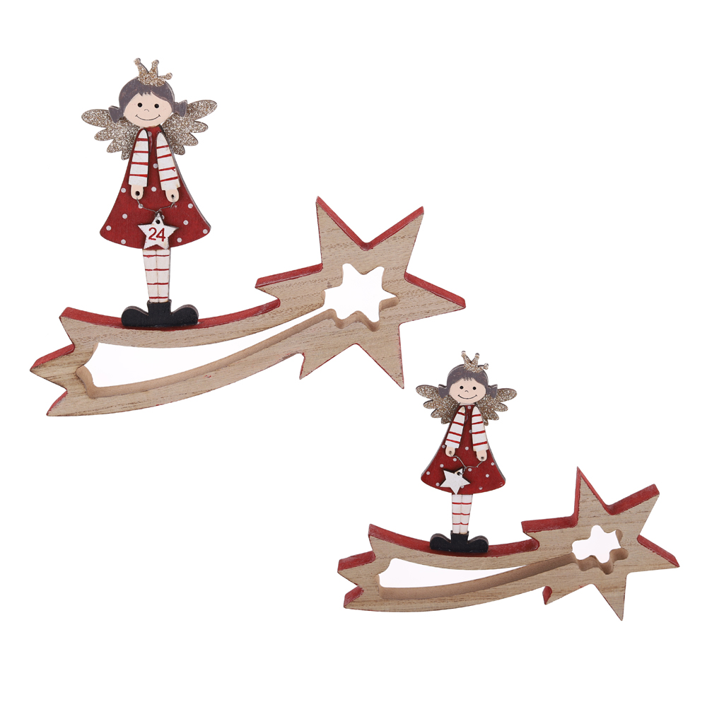 Fábrica de decoraciones de mesa de madera de ángel navideño de alta calidad 3