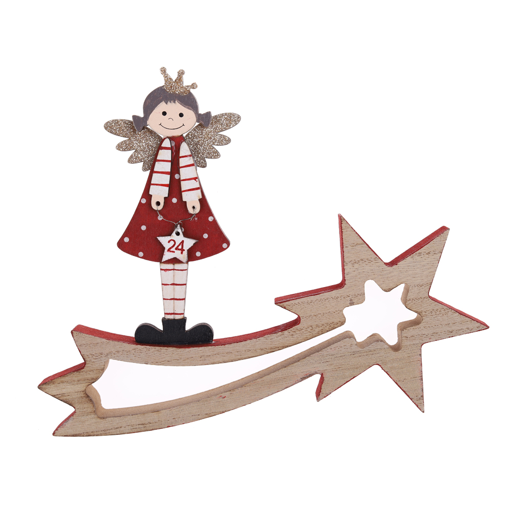 Fábrica de decoraciones de mesa de madera de ángel navideño de alta calidad 4