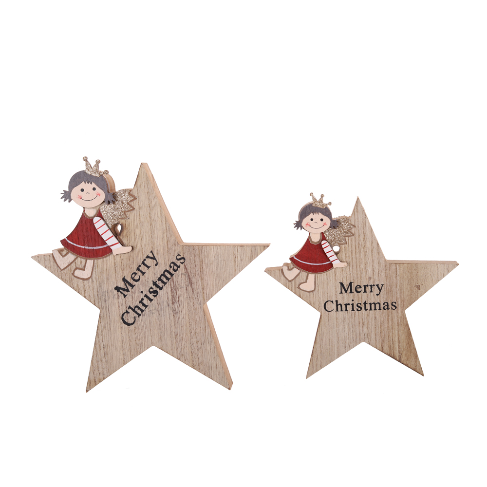 Fábrica de decoraciones de mesa de madera de ángel navideño de alta calidad 7