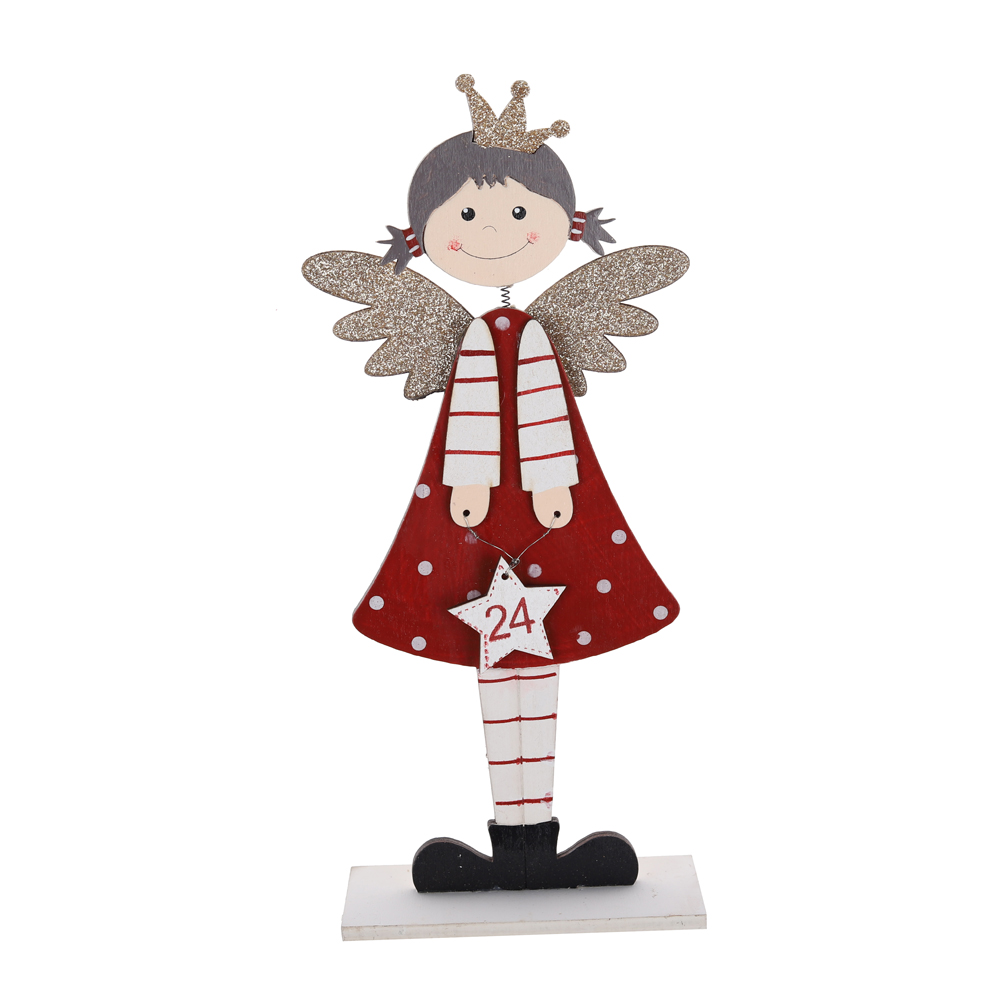 Fábrica de decoraciones de mesa de madera de ángel navideño de alta calidad 6