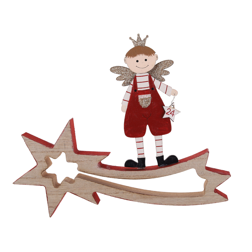 Fábrica de decoraciones de mesa de madera de ángel navideño de alta calidad 8