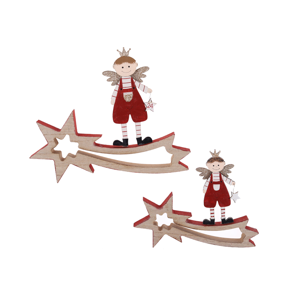 Fábrica de decoraciones de mesa de madera de ángel navideño de alta calidad 10