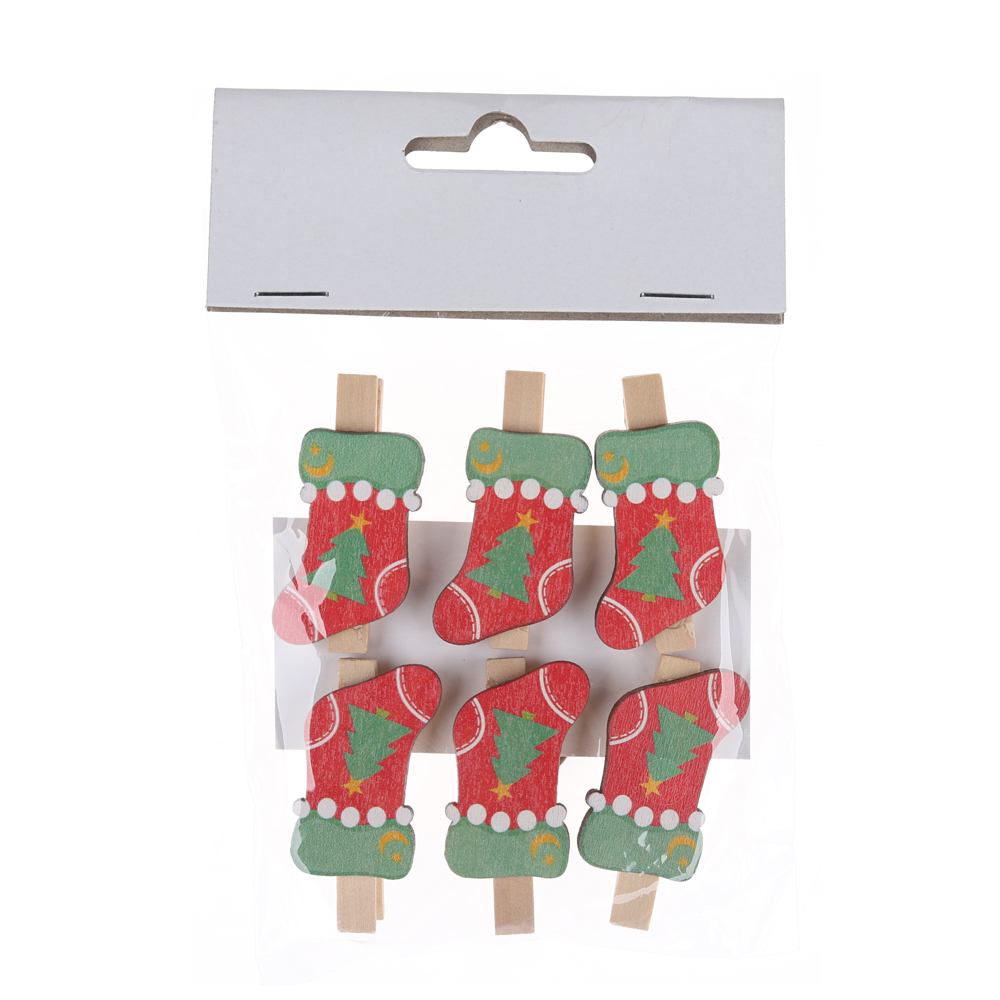Fabrikpreis Weihnachtsstrumpfform Holz Wäscheklammer Mini Pegs Lieferant-Tangchen 3