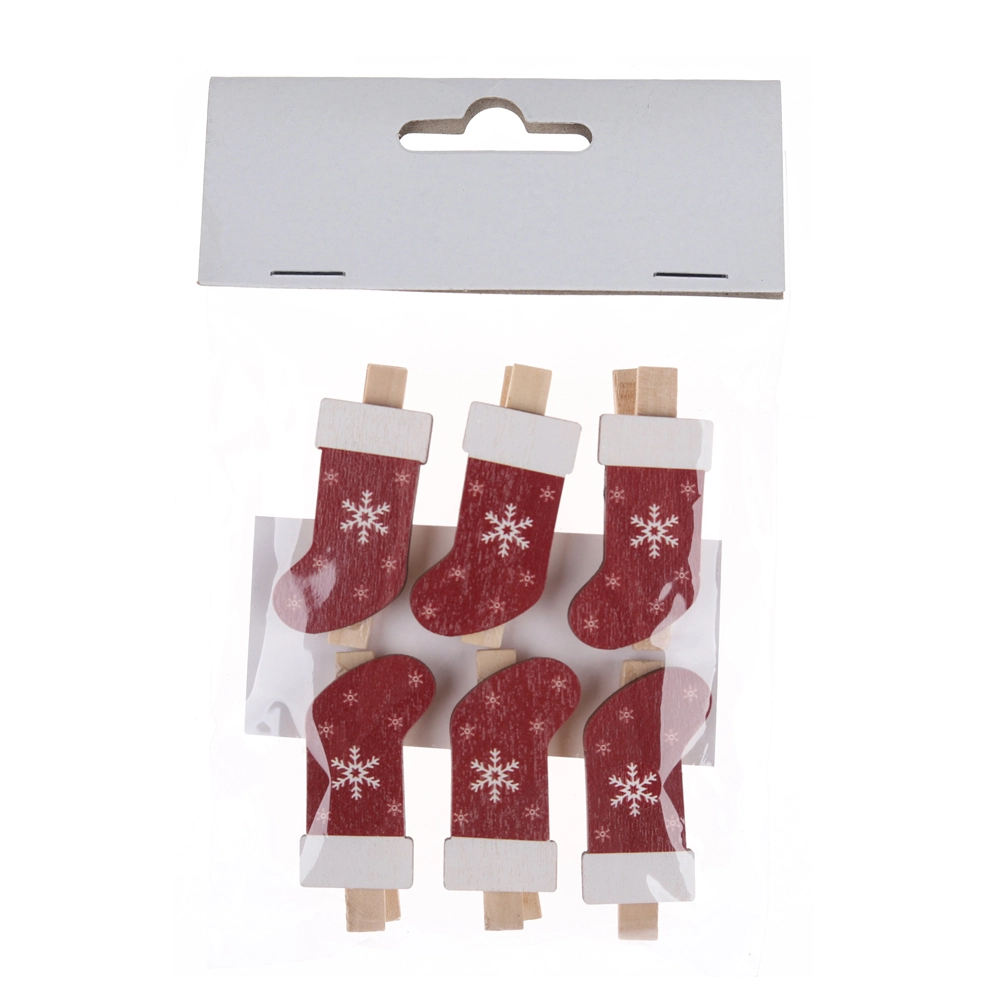 Factory Price CHristmas Stocking Shape Wood Clothespin Mini Pegs Supplier-Tangchen 1