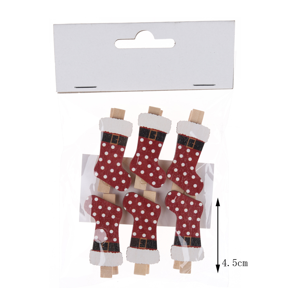 Fabrikpreis Weihnachtsstrumpfform Holz Wäscheklammer Mini Pegs Lieferant-Tangchen 2