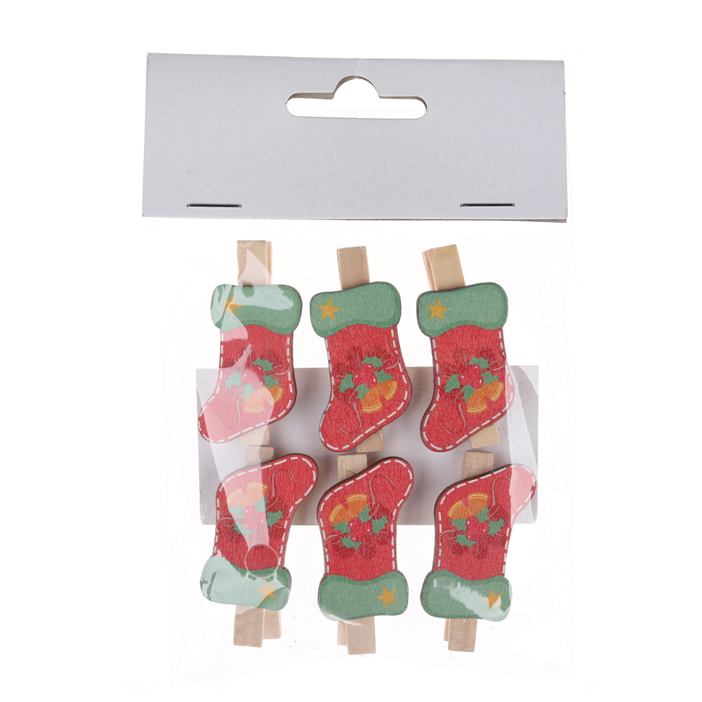 Fabrikpreis Weihnachtsstrumpfform Holz Wäscheklammer Mini Pegs Lieferant-Tangchen 4
