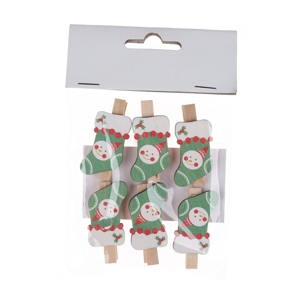 Fabrikpreis Weihnachtsstrumpfform Holz Wäscheklammer Mini Pegs Lieferant-Tangchen 5
