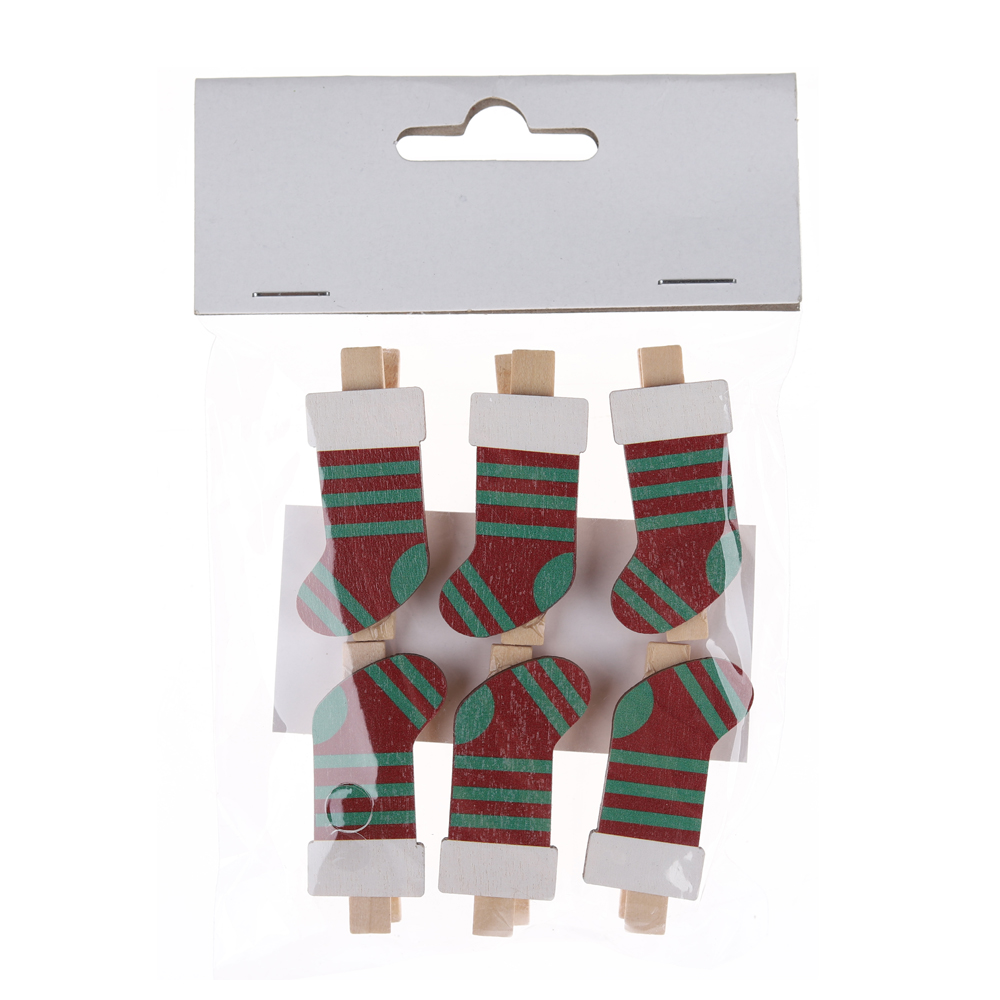 Fabrikpreis Weihnachtsstrumpfform Holz Wäscheklammer Mini Pegs Lieferant-Tangchen 6