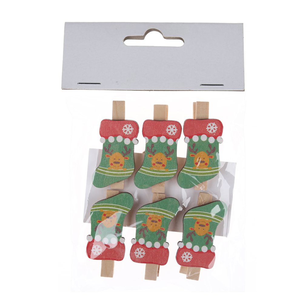 Fabrikpreis Weihnachtsstrumpfform Holz Wäscheklammer Mini Pegs Lieferant-Tangchen 8