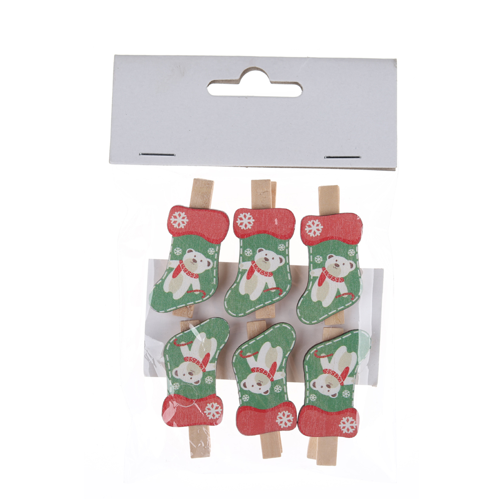 Fabrikpreis Weihnachtsstrumpfform Holz Wäscheklammer Mini Pegs Lieferant-Tangchen 7