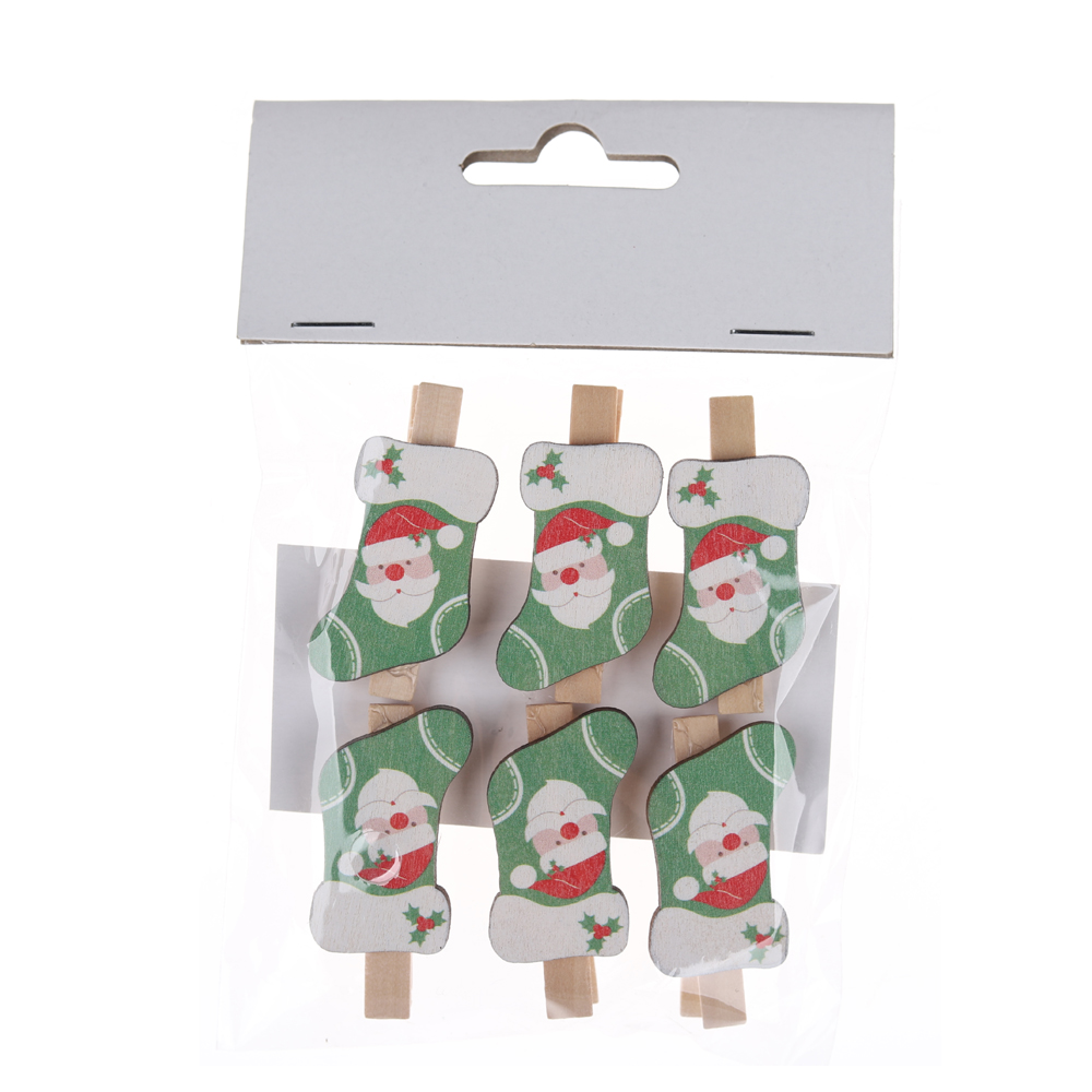 Fabrikpreis Weihnachtsstrumpfform Holz Wäscheklammer Mini Pegs Lieferant-Tangchen 9