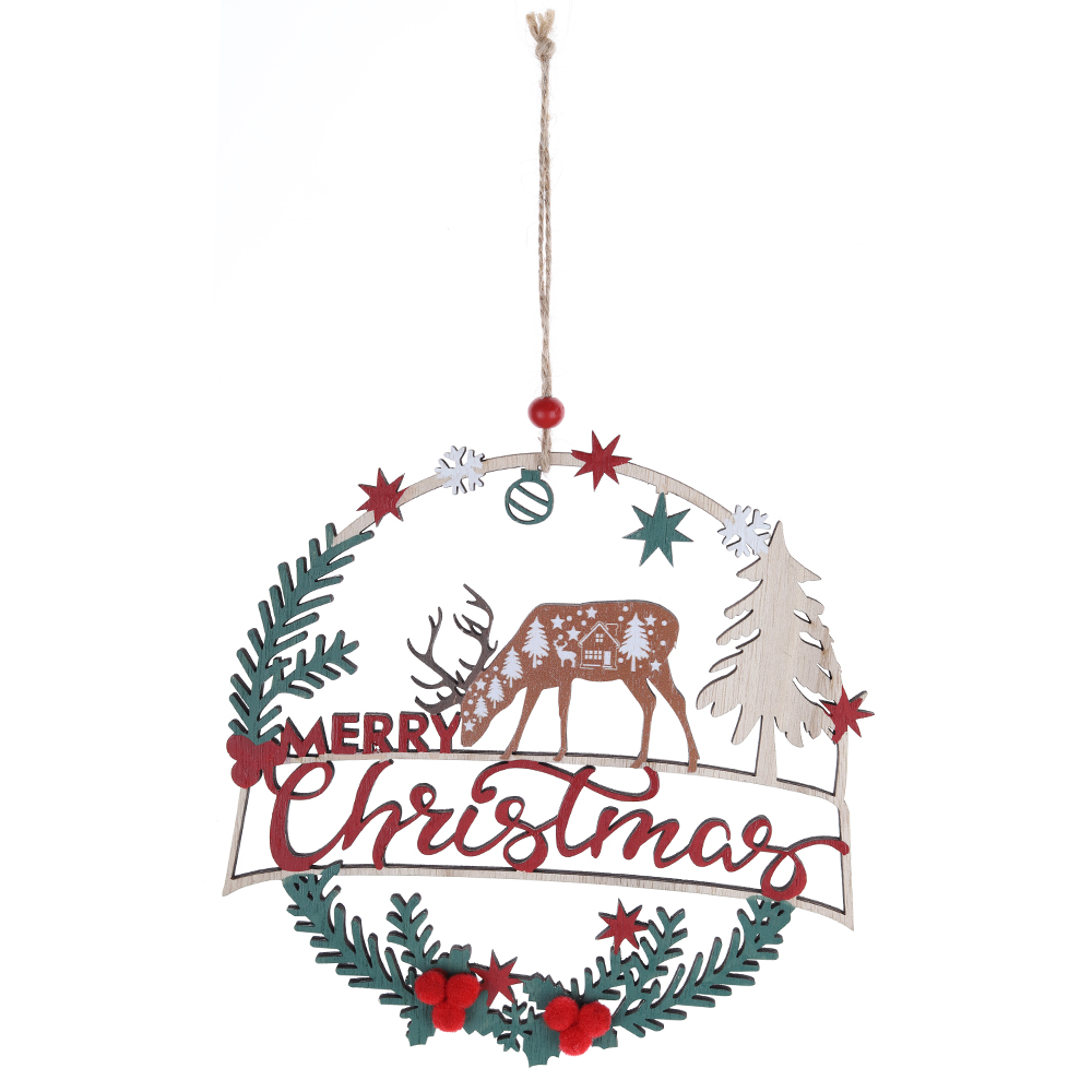 Los mejores adornos colgantes de madera para Navidad, decoración navideña para puerta de entrada, precio de fábrica - Tangchen 3