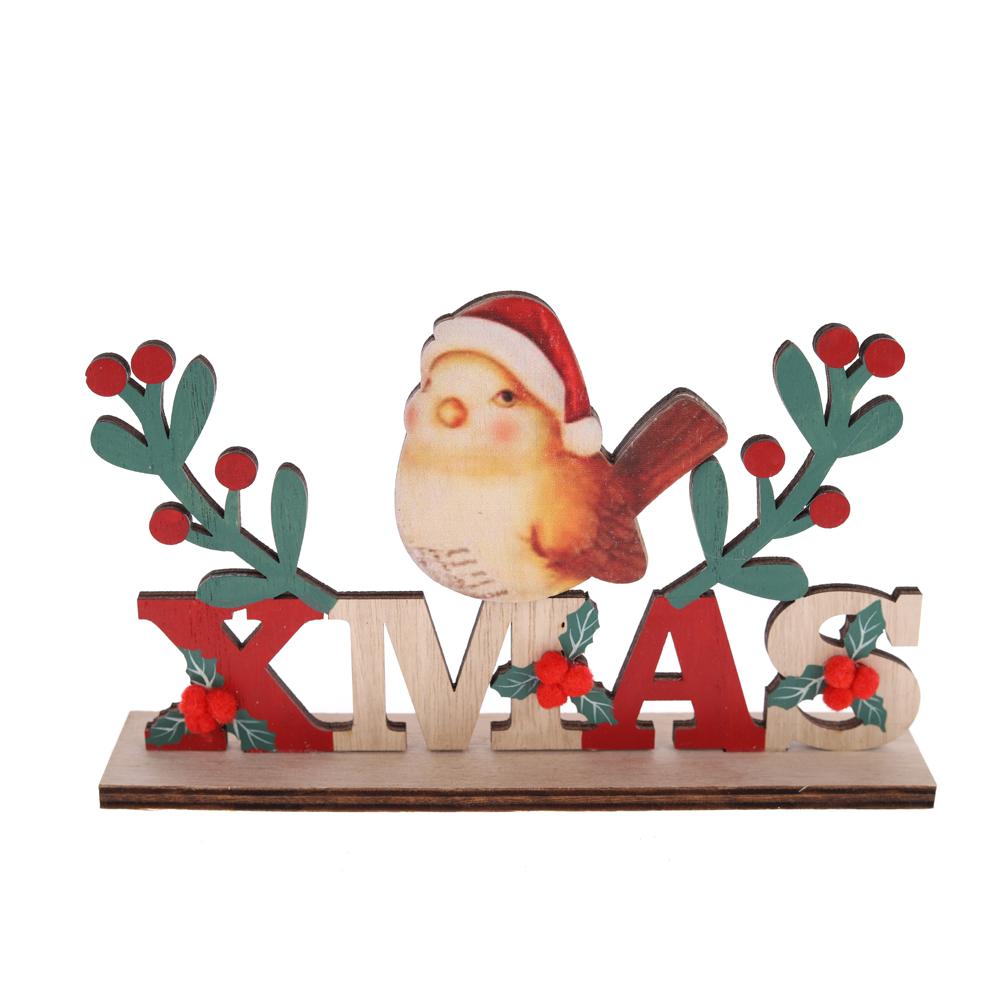Weihnachtsdekoration aus Holz für Tisch und Fenster mit Vogel-OEM zu einem guten Preis-Tangchen 2
