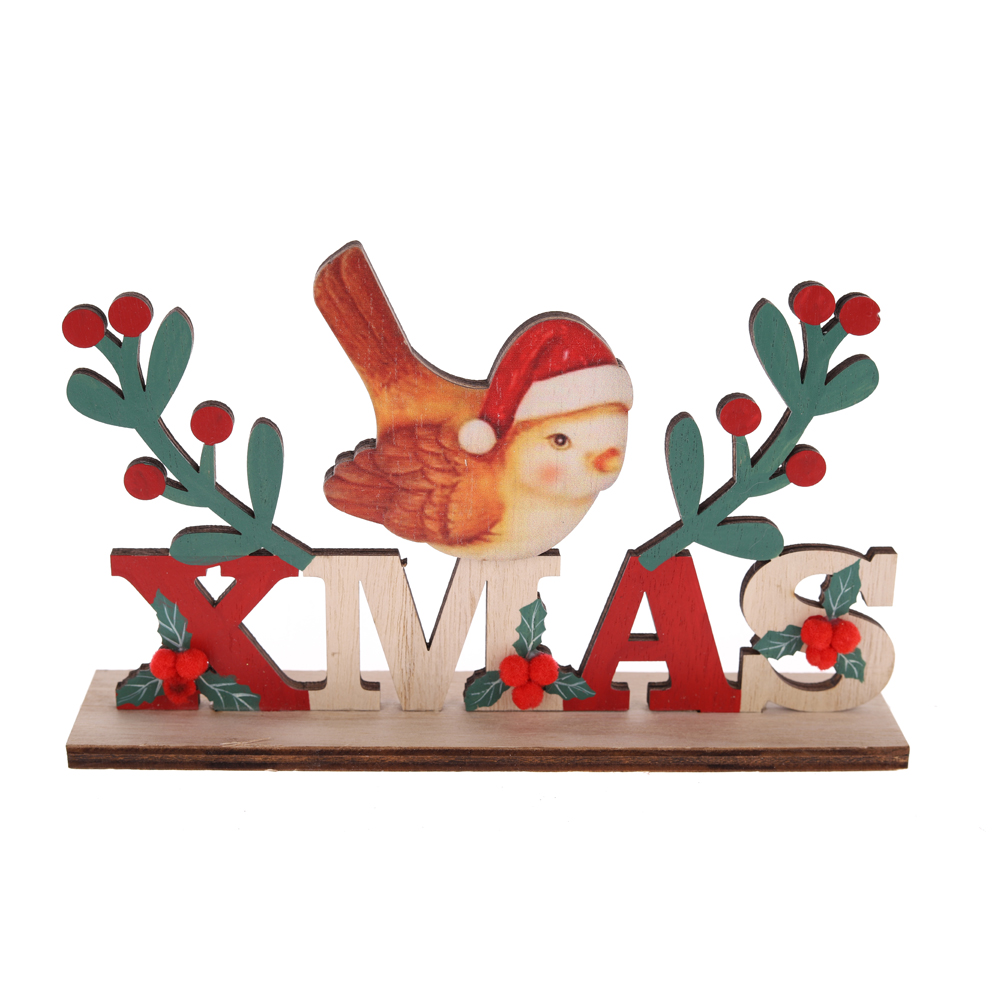 Weihnachtsdekoration aus Holz für Tisch und Fenster mit Vogel-OEM zu einem guten Preis-Tangchen 3