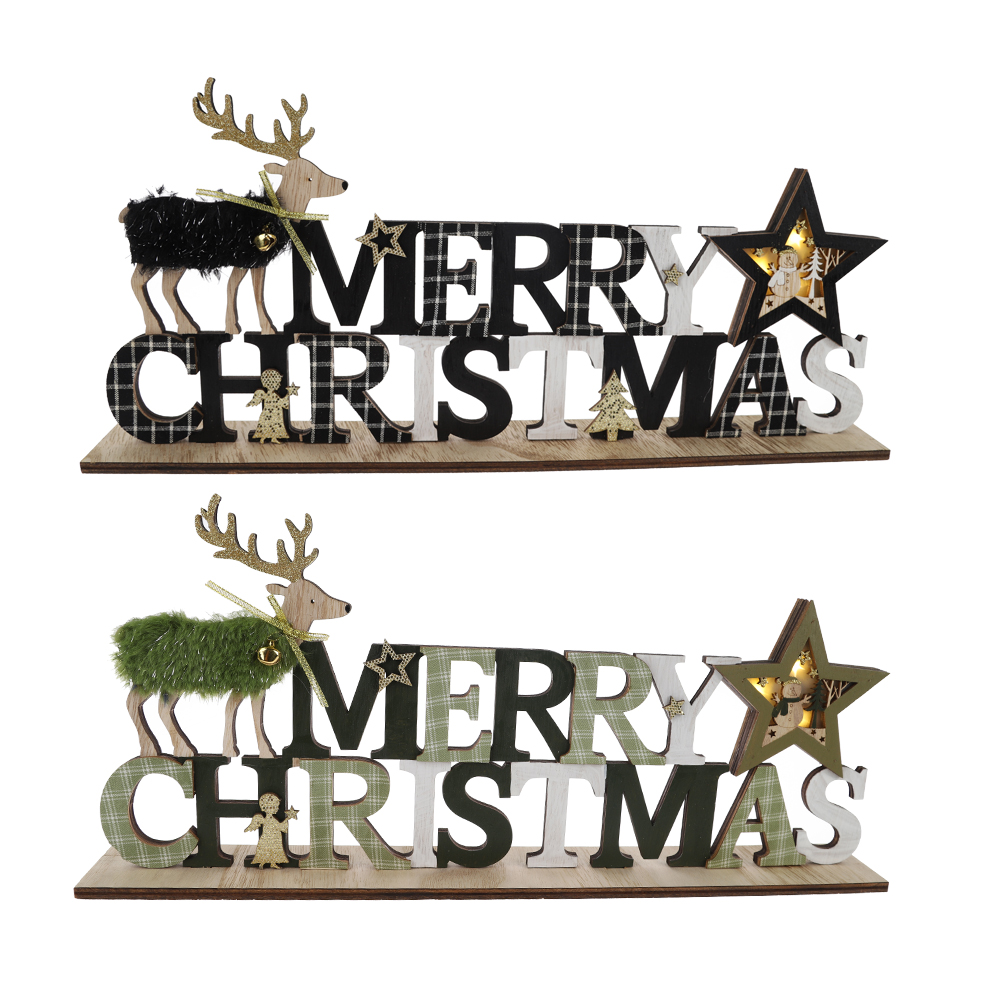 Beste Qualität Frohe Weihnachten Holz Hirsch Buchstaben Tischdekoration Fabrik 2