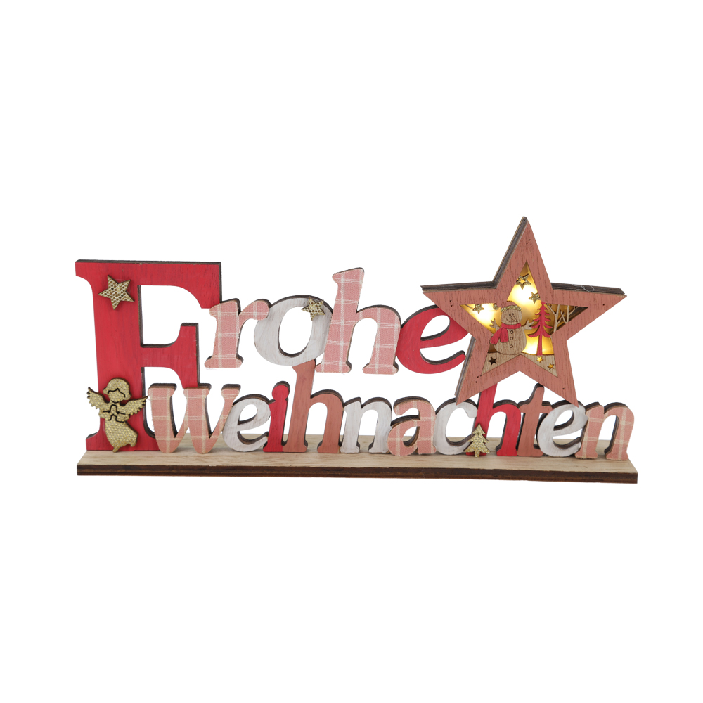 Beste Qualität Frohe Weihnachten Holz Hirsch Buchstaben Tischdekoration Fabrik 6