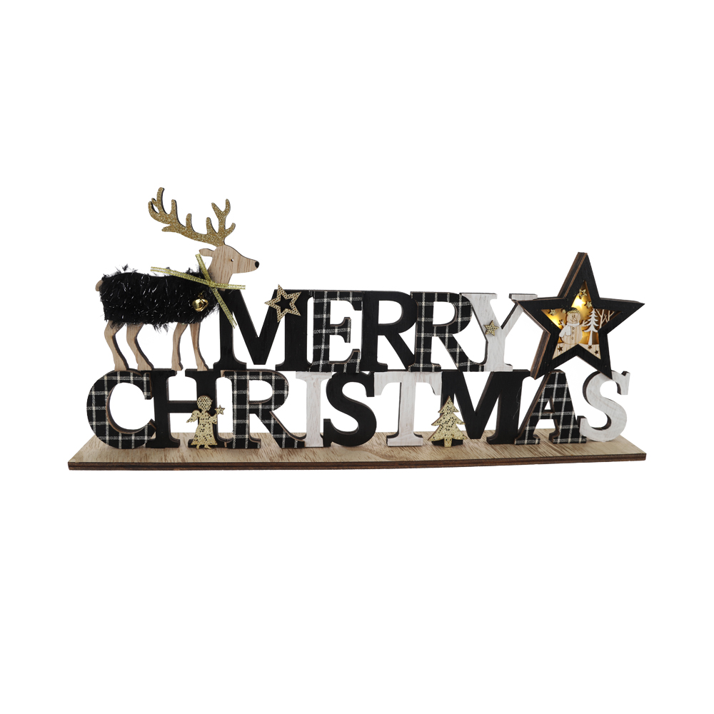 Beste Qualität Frohe Weihnachten Holz Hirsch Buchstaben Tischdekoration Fabrik 7