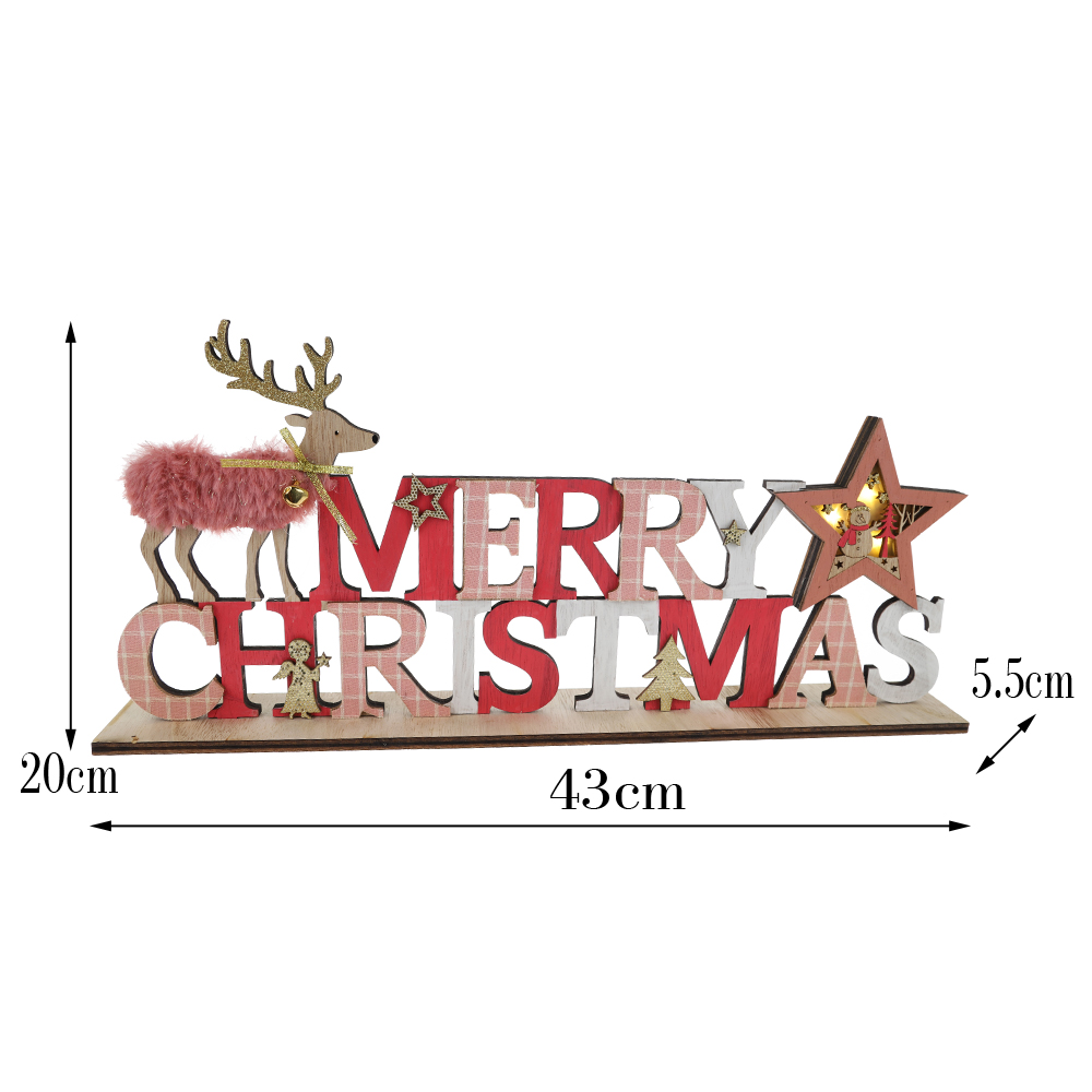Beste Qualität Frohe Weihnachten Holz Hirsch Buchstaben Tischdekoration Fabrik 8