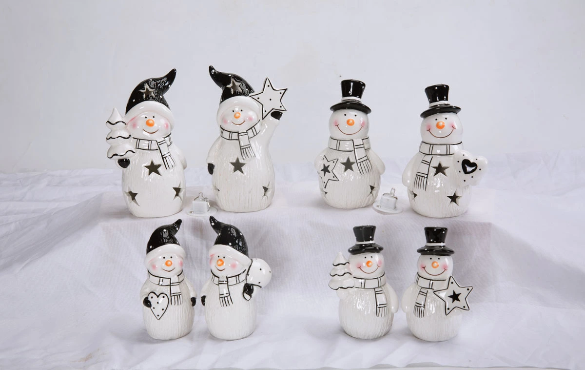 Adornos navideños al por mayor, figuras de gnomos de cerámica, muñecos de nieve de mesa, estatuas navideñas 1
