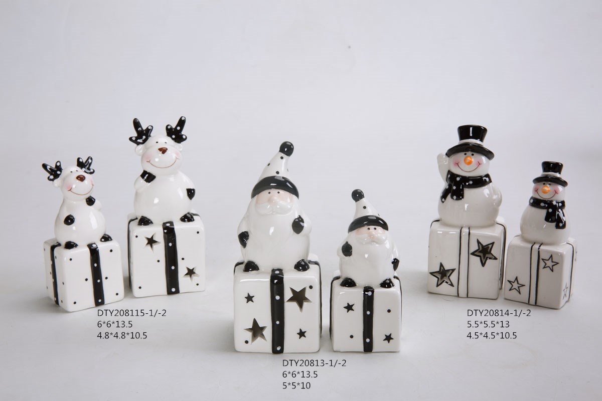 Großhandel Weihnachtsschmuck Keramik Niedliche Gnome Figuren Tischplatte Schneemann Weihnachtsstatue 5