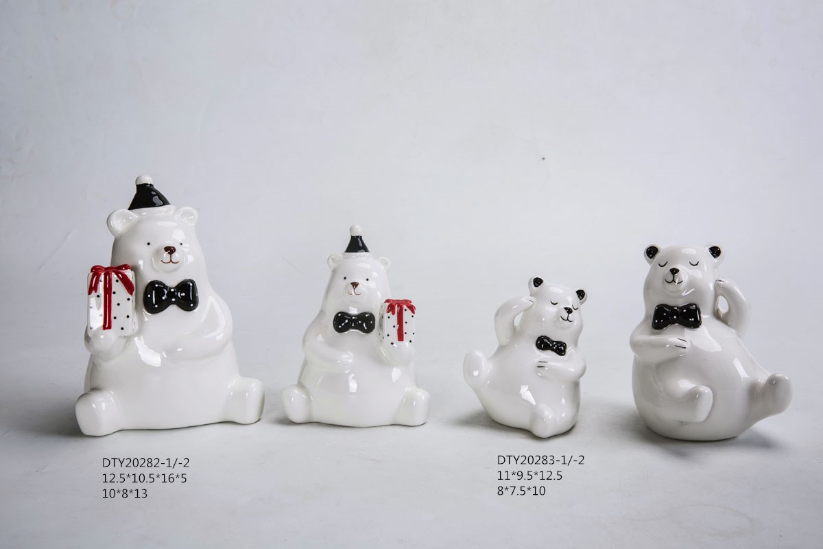 Wholesale Christmas Decoration Desktop Ceramic Cute Bear Figures Tabletop Xmas Statue 2