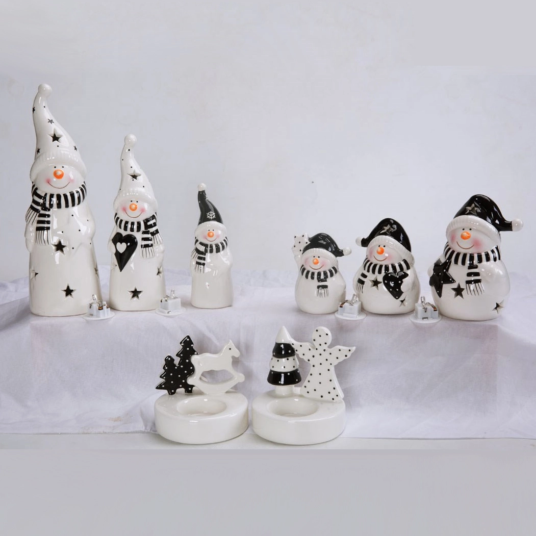 Adornos navideños al por mayor, figuras de gnomos de cerámica, muñecos de nieve de mesa, estatuas navideñas1 1