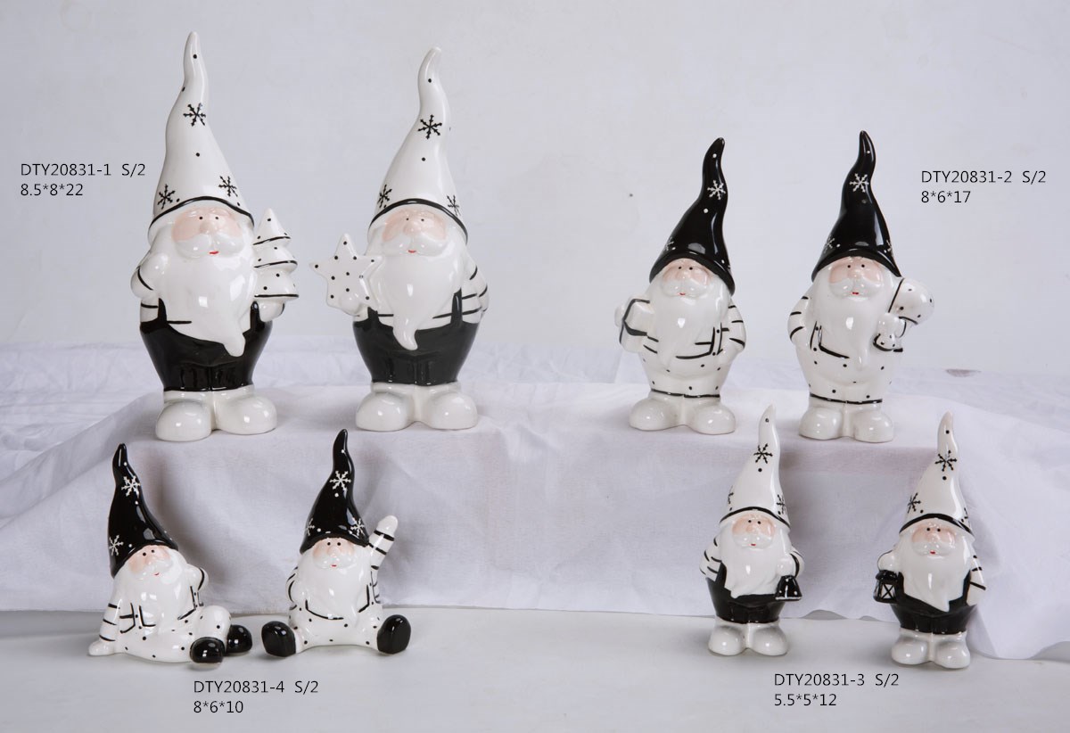 Großhandel Weihnachtsschmuck Keramik Niedliche Gnome Figuren Tischplatte Schneemann Weihnachtsstatue1 2