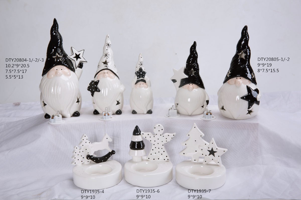 Großhandel Weihnachtsschmuck Keramik Niedliche Gnome Figuren Tischplatte Schneemann Weihnachtsstatue1 4
