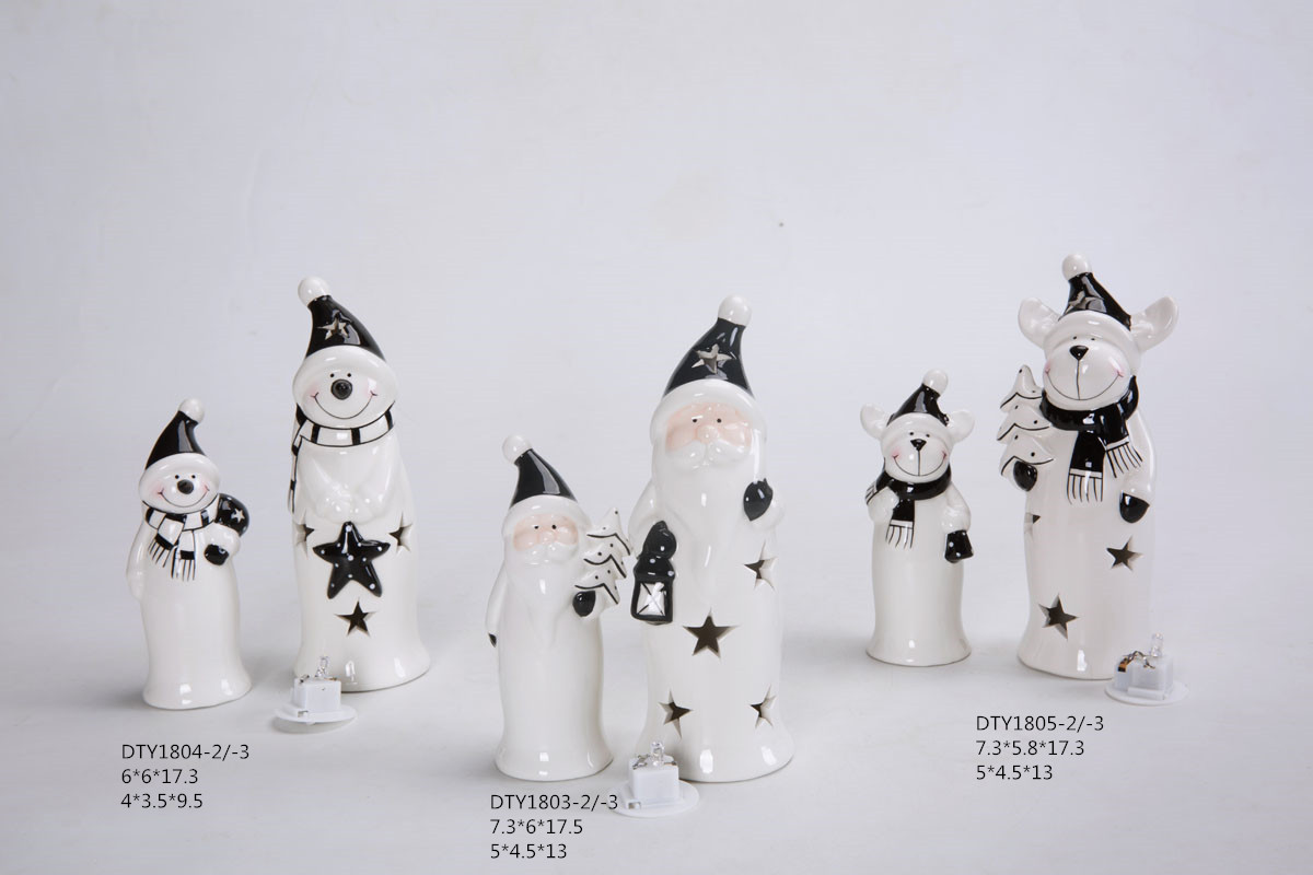 Großhandel Weihnachtsschmuck Keramik Niedliche Gnome Figuren Tischplatte Schneemann Weihnachtsstatue1 5