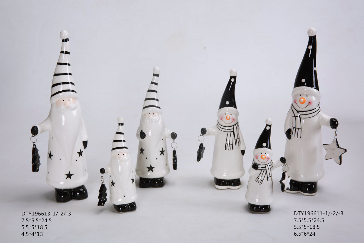 Großhandel Weihnachtsschmuck Keramik Niedliche Gnome Figuren Tischplatte Schneemann Weihnachtsstatue1 7
