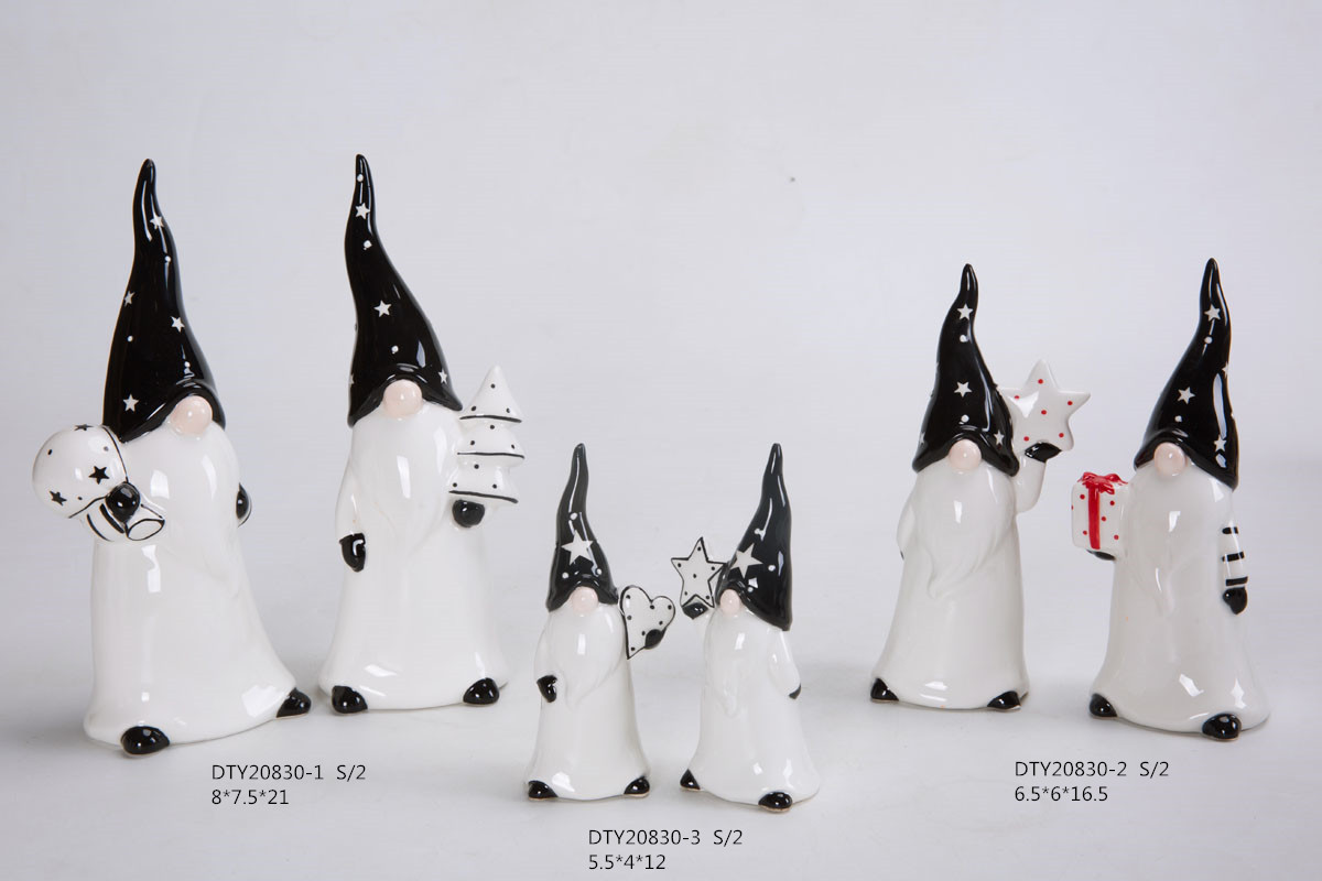 Großhandel Weihnachtsschmuck Keramik Niedliche Gnome Figuren Tischplatte Schneemann Weihnachtsstatue1 6