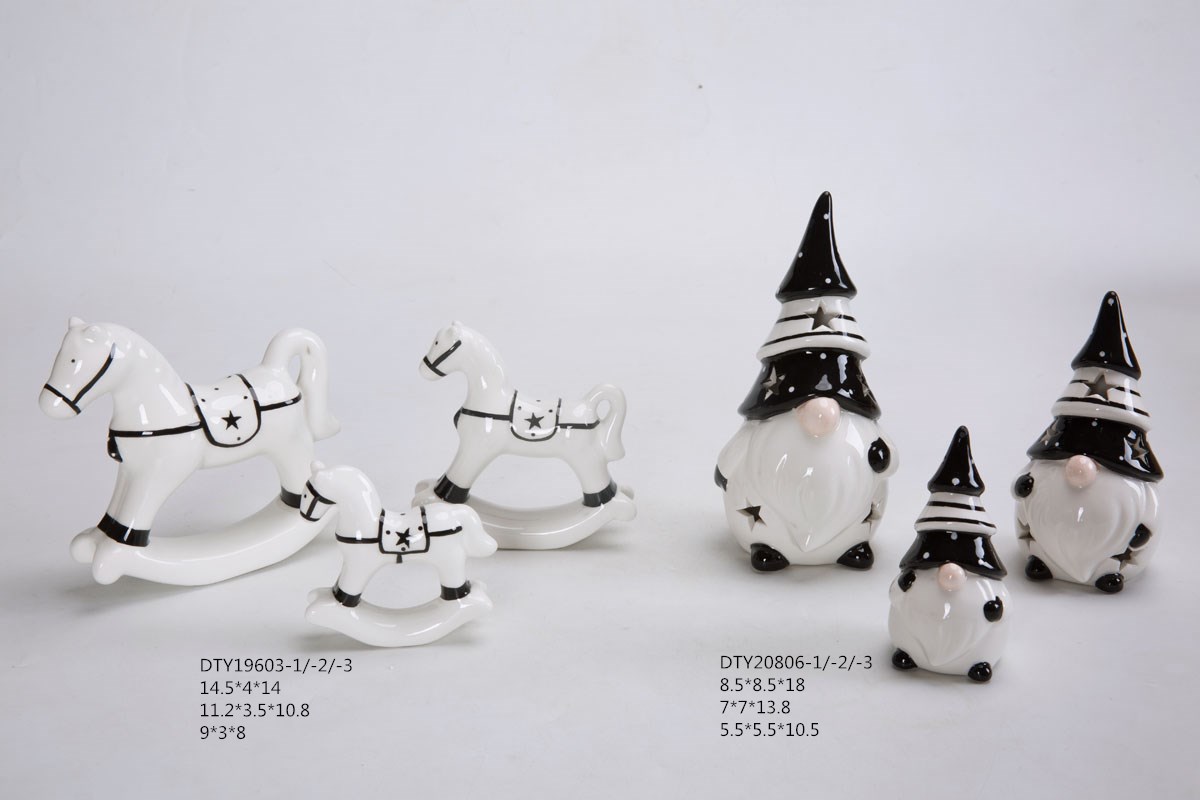 Großhandel Weihnachtsschmuck Keramik Niedliche Gnome Figuren Tischplatte Schneemann Weihnachtsstatue1 8