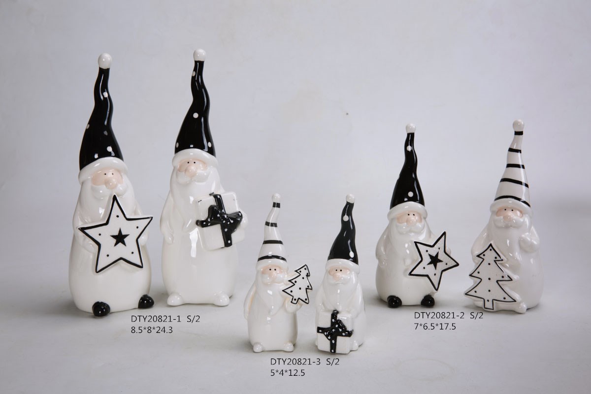 Großhandel Weihnachtsschmuck Keramik Niedliche Gnome Figuren Tischplatte Schneemann Weihnachtsstatue1 10