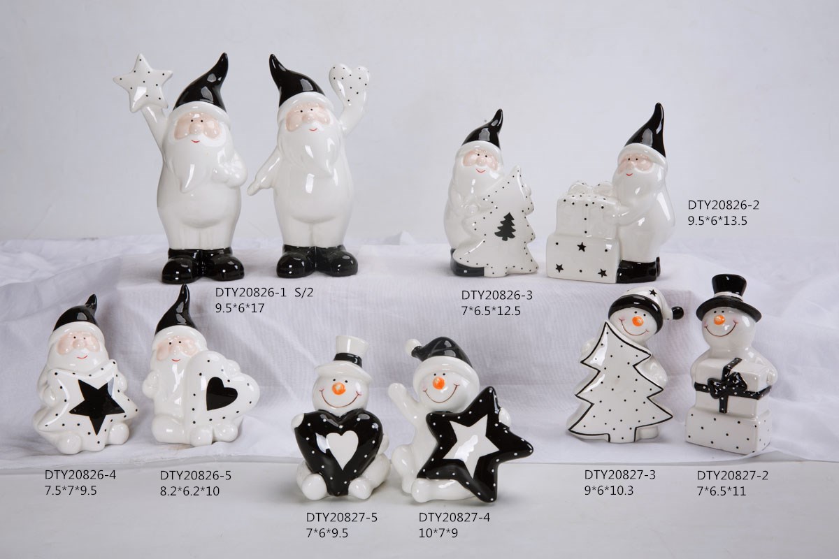 Großhandel Weihnachtsschmuck Keramik Niedliche Gnome Figuren Tischplatte Schneemann Weihnachtsstatue1 9