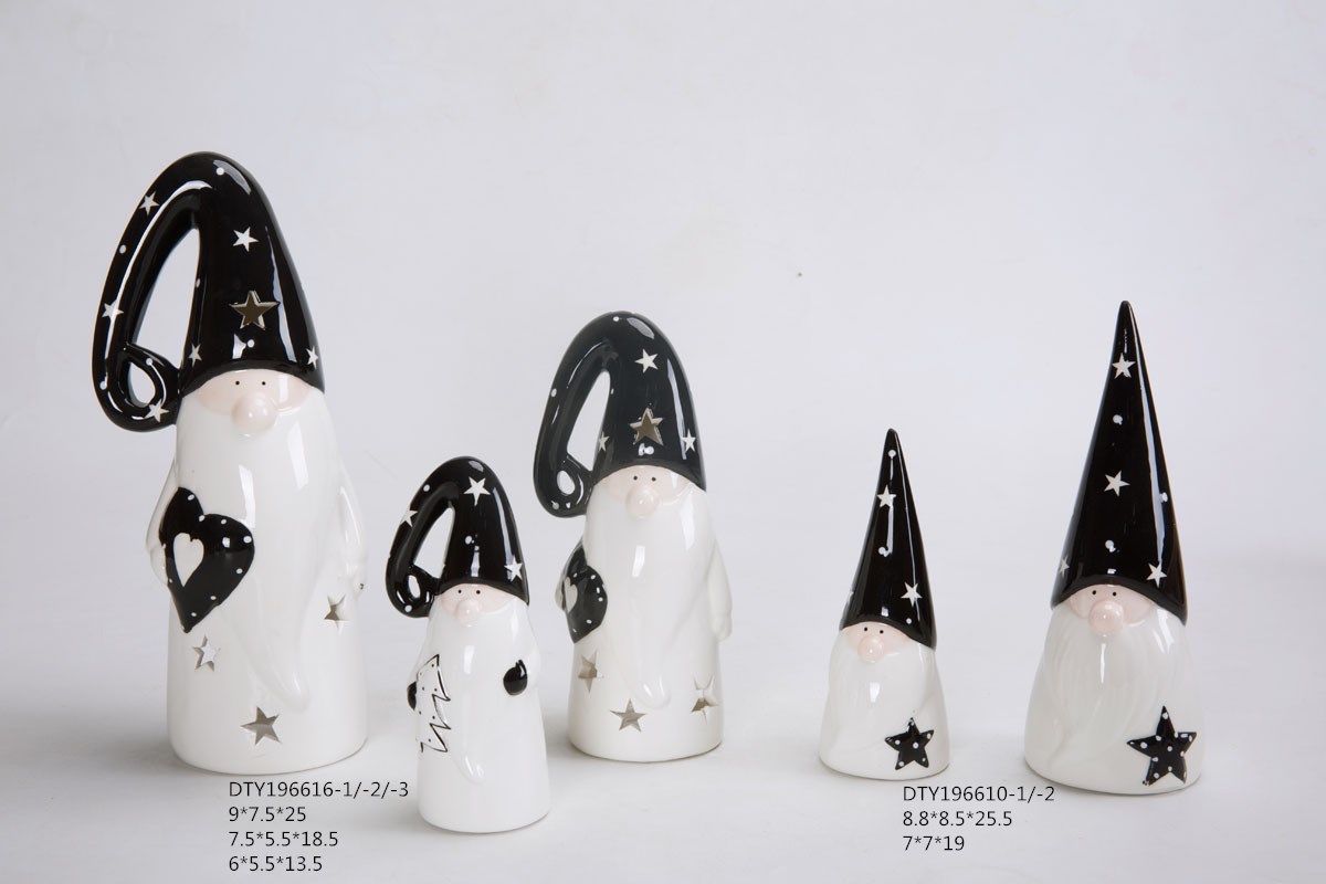 Großhandel Weihnachtsschmuck Keramik Niedliche Rentierfiguren Tischplatte Weihnachten Weihnachtsmann Statue 3