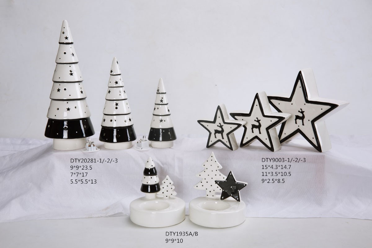 Großhandel Weihnachtsschmuck Keramik Niedliche Rentierfiguren Tischplatte Weihnachten Weihnachtsmann Statue 5