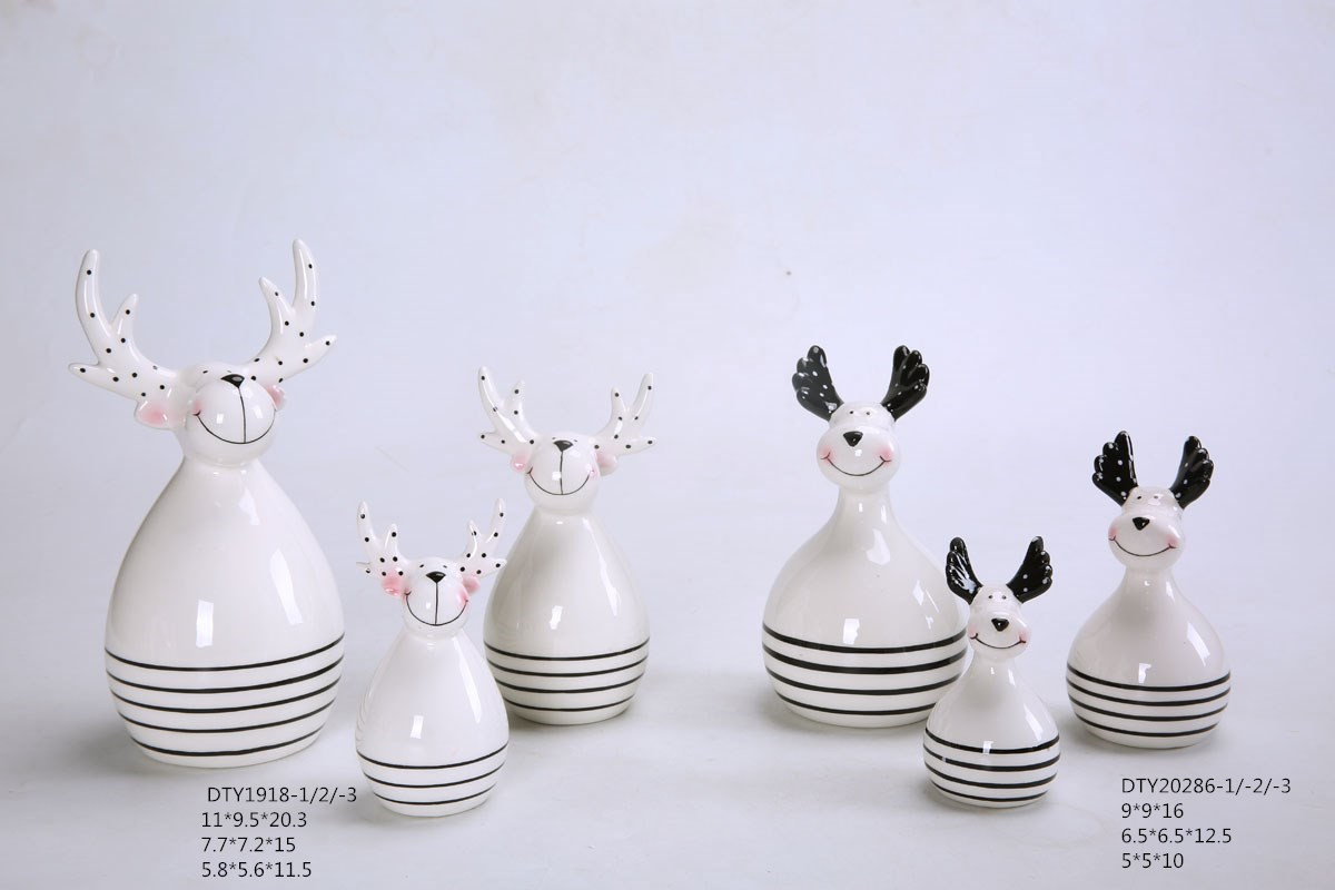 Großhandel Weihnachtsschmuck Keramik Niedliche Rentierfiguren Tischplatte Weihnachten Weihnachtsmann Statue 6