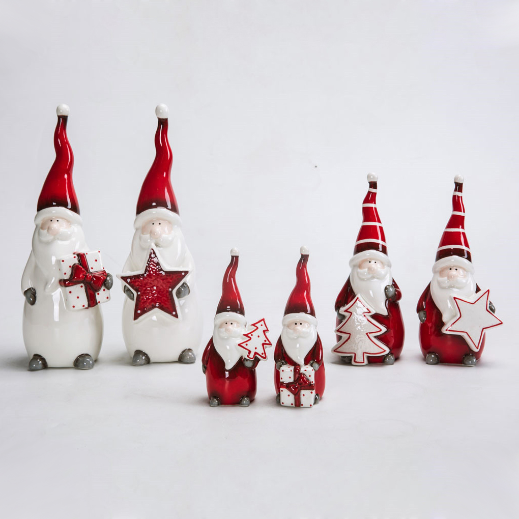 Großhandel Weihnachten Keramik Gnome Ornamente Nette Santa Claus Figuren Tabletop Weihnachten Statue 1