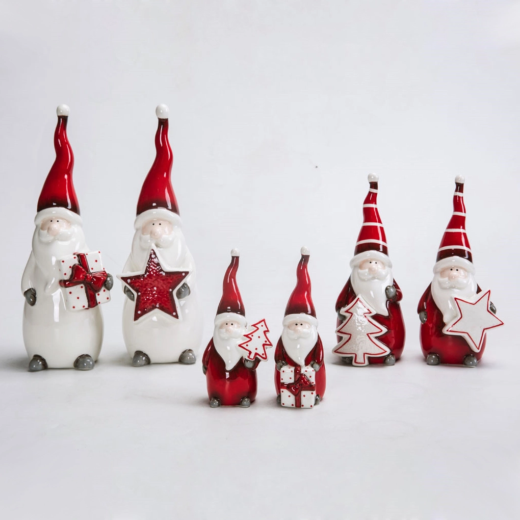 Adornos navideños de cerámica de gnomo al por mayor, lindas figuras de Papá Noel, estatuas navideñas de mesa. 1
