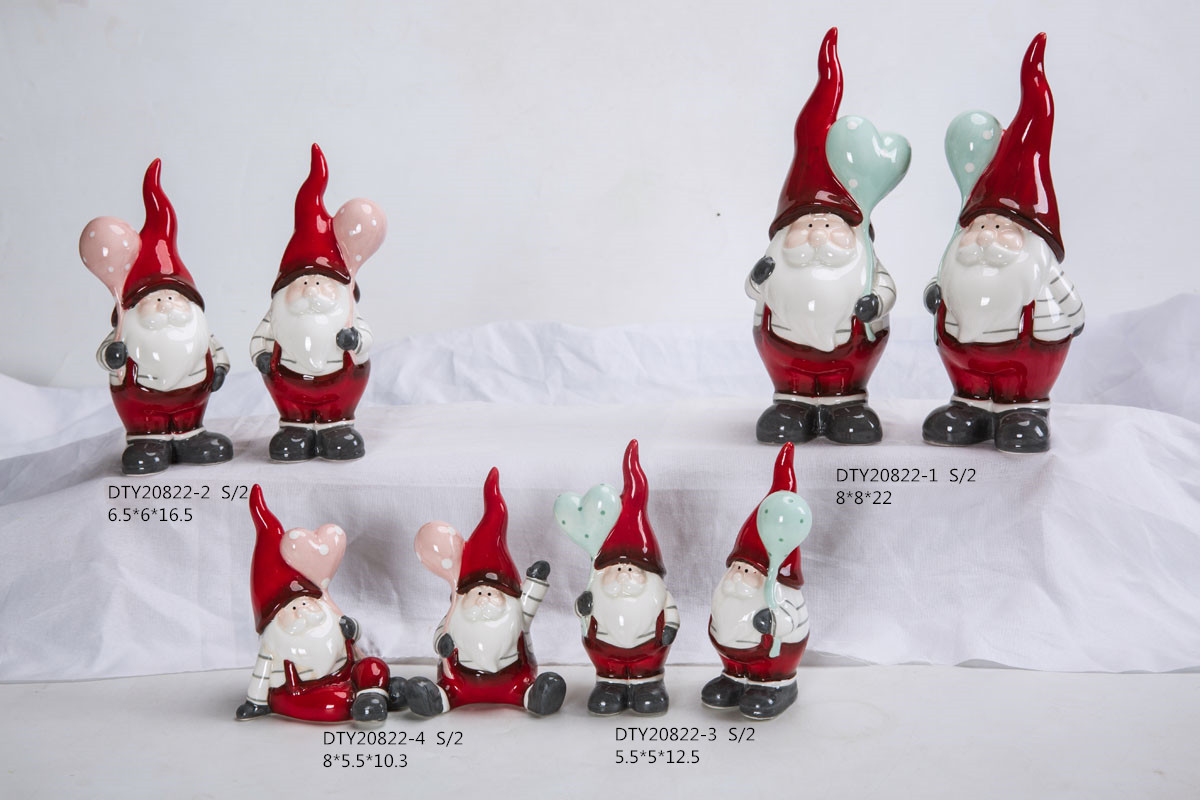 Großhandel Weihnachten Keramik Gnome Ornamente Nette Santa Claus Figuren Tabletop Weihnachten Statue 3